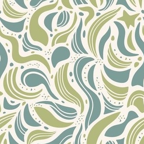 Abstract Waves Green and Sage