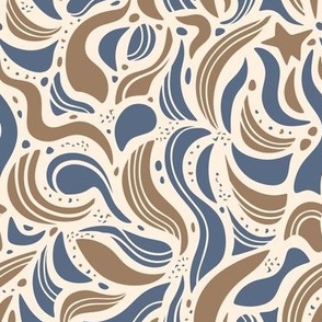 Abstract Waves Brown and Dark Blue