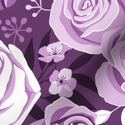 Bold Purple Roses - Large Scale