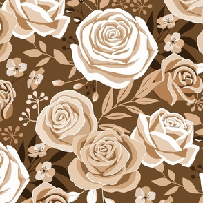 Bold Brown Roses - Large Scale