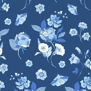Cute gentle blue flowers, roses and wildflowers
