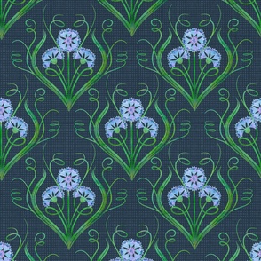 Cornflower: Be Gentle On Me // Light Blue and Green on Navy