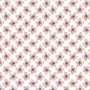 Pink Peach Kawaii Sweet Flowers Tossed