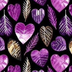 Purple hearts and leaves