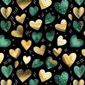 Emerald and golden hearts