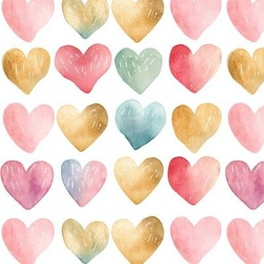 Colored hearts on white background