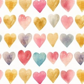 Colored hearts on white background