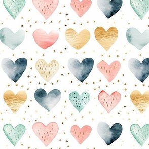 Colored hearts on white background