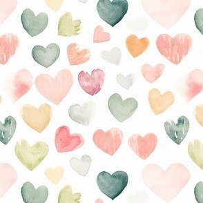 Colored hearts on white background