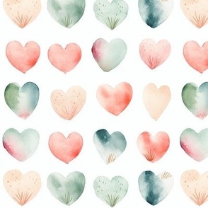 Colored hearts on white background