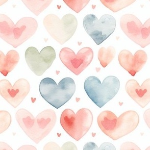 Colored hearts on white background