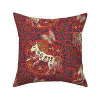 Unicorn medieval tapestry red