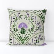 (L) Scottish Thistle: Pride and Protection // Violet and Green on Ivory 