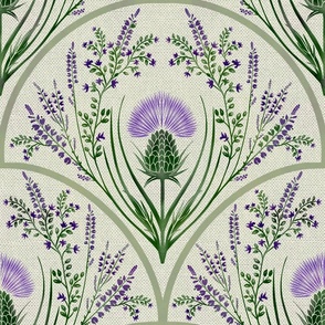 (L) Scottish Thistle: Pride and Protection // Violet and Green on Ivory 