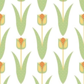 Single tulip yellow green on white_4inch