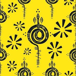 African Serpent Dance in Yellow BG