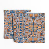 Tribal Influences - blue and orange brown 