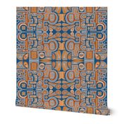 Tribal Influences - blue and orange brown 