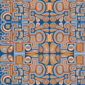 Tribal Influences - blue and orange brown 