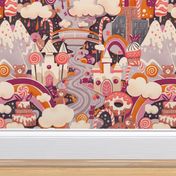 Large Candy Land  with sugar clouds, popsicals, cream river, fluffy cakes and sweet castles-medium 