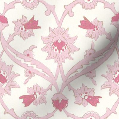 French Country Blockprint Damask_Plum pink