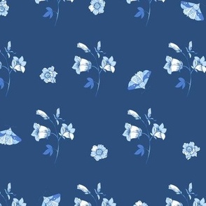 Cute gentle blue flowers, indigo wildflowers