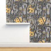 Ex Libris Surrealist Wallpaper grey background 10.50"