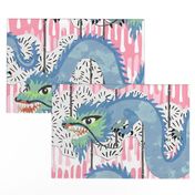 Paper Dragon Dance - Azure on Blush - Year of the Dragon 2024