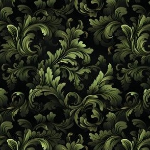 Dark Green Damask - small