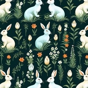 Rabbits in a Meadow - small