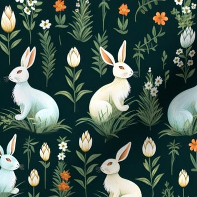 Rabbits in a Meadow - medium