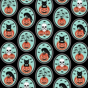 Halloween - Bats in the Belfry - Cute - Black Cats - Pumpkins - Ravens - Skulls