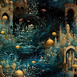 Gold Underwater Castles - large