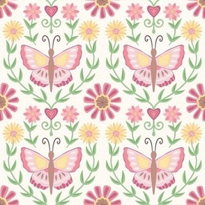 Spring Fling - Vibrant Blooming Garden Design With Butterflies and Hearts
