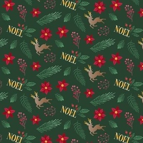 Yuletide Noel: Festive Christmas Cheer With Poinsettias And Reindeer