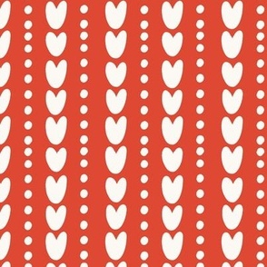 Small Heart Dots - Cream and Red