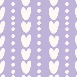 Large Heart Dots - Cream and Wisteria