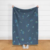 surrealistic soap bubbles striped wallpaper -  dusty blue  -large