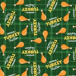 Christmas Fabric - Official Turkey Taster - Dog Holiday Bandana Green