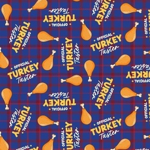 Christmas Fabric - Official Turkey Taster - Dog Holiday Bandana Blue Red