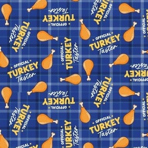 Christmas Fabric - Official Turkey Taster - Dog Holiday Bandana Blue