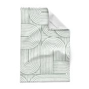 Geometric Zen Garden - Green Grey - Boho Textured Sand Lines