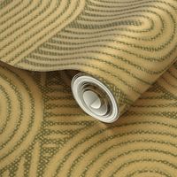 Geometric Zen Garden - Green Grey - Boho Textured Sand Lines