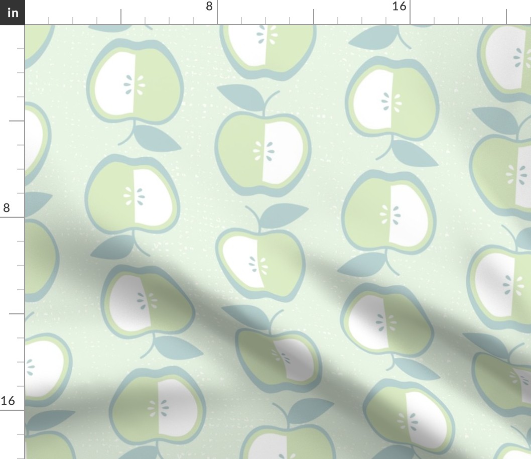 Green Apples with Teal on Pale Green