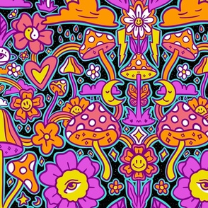 Surrealist eclectic colorful hippie pattern (large size version)