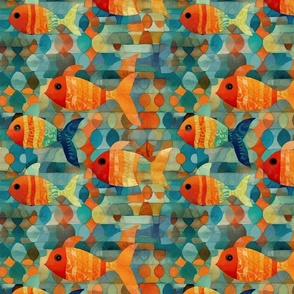 Fishy Quilt: Precisionist Watercolor Pattern. (135)