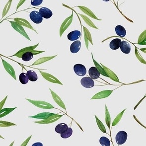 Olives handpainted on a neutral background