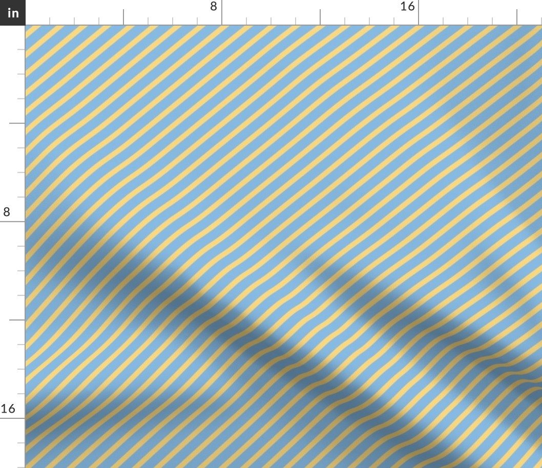 Diagonal stripes_yellow on blue_4inch