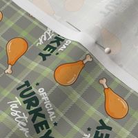 Christmas Fabric - Official Turkey Taster - Dog Holiday Bandana Light Grey Green