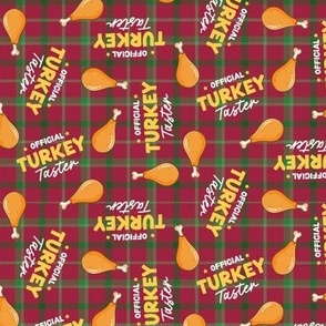 Christmas Fabric - Official Turkey Taster - Dog Holiday Bandana Light Red Green